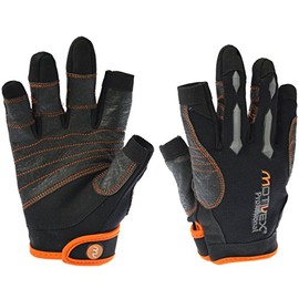 Sailing gloves Motivex® Professional Black/Orange Sizes S to XL, black, l
