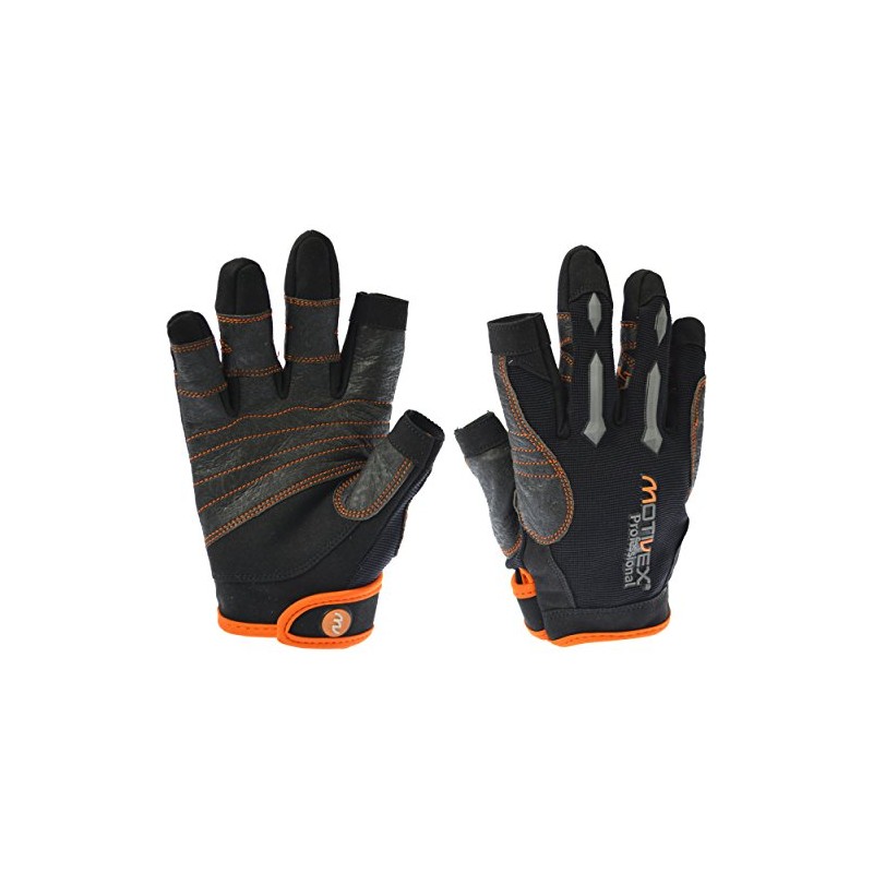 Sailing gloves Motivex® Professional Black/Orange Sizes S to XL, black,
