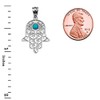 Fine Sterling Silver Hamsa Hand with Blue Stone Evil Eye