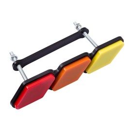 JINZHAO - Emblema de rejilla frontal tricolor, universal compatible con Toyota Tacoma Tundra 4Runner Rav4 Highlander y otras rejillas de malla o ranuradas (amarillo, naranja, rojo)