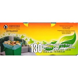 Bag-To-Nature Biodegradable Compostable Kitchen Bag and Liner (3 Gallon, 130 Count), eco Friendly, bio degradable, Extra Strength, Fast Acting