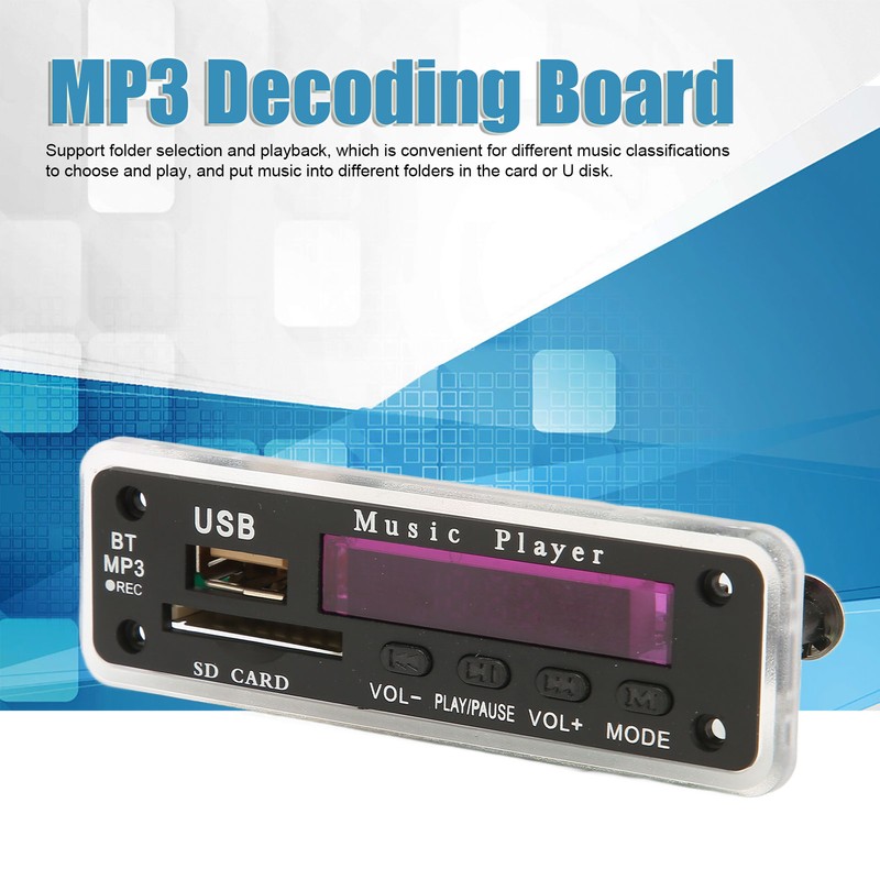 DC12V Bluetooth 5.0 Decoding Board Support SD Card USB FM