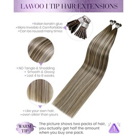 LaaVoo Itip Recibe El Pelo Real Balayage De Color Marrón Claro Con Cabello Rubio Platino Ombre I Recibe El Pelo Frío Fusión Itips Envía El Pelo Real 50g / 50s