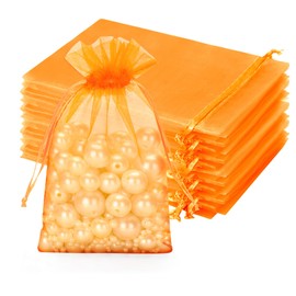 jijAcraft Orange Organza Gift Pouches: 10x15cm Organza Bags, 50Pcs