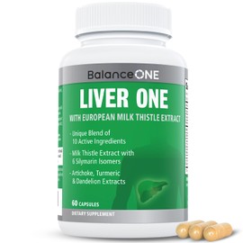 Balance ONE Balance ONE Liver Support Supplement with Milk Thistle Extract, Dandelion Root & Molybdenum C Natural Liver Cleanse, Repair & Detox for Men & Women - Vegan Capsules, 1 Month Supply - Liver One