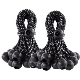 Kotap BB-6B Ball Bungee Cord, Heavy-Duty & Versatile, Indoor & Outdoor, Tarp Tie-Down, Organize & Secure, 6-Inch, Black, 50 Pack