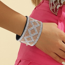 Long tiantian Bracelets for Women Trendy Boho Jewelry for Women Rhinestone Cuff Bangle Bracelets for Women Boho Leather Wrap Bracelets Christmas Gifts Stocking Stuffers