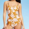 Sunn Lab Swim One Piece Swimsuit Burnt Yellow Floral Print