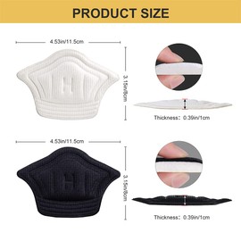 4 Pairs of Heel Pads for Too Large Shoes, Heel Protection Insoles, Heel Shoe Insoles, Heel Pads, Shoes Heel Protection Against Bubbles, Can Be Cut to Size, Insoles Made of Cotton and Sponge (Black, 5