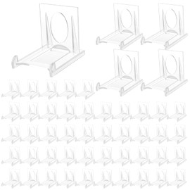 ZOFUN Pack of 50 Acrylic Stands, Plastic Plate Stands, 6.5 x 5 x 5.5 cm, Plate Stand, Plastic Stand, Adjustable Decorative Plate Holder, Plate Stand, Decorative Stand for Books, Signs