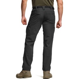 CQR Men's Quick Dry Tactical Pants, Water Resistant Outdoor Pants, Lightweight Stretch Cargo Work Hiking Pants, Rocky Cargo Black, 34W x 32L