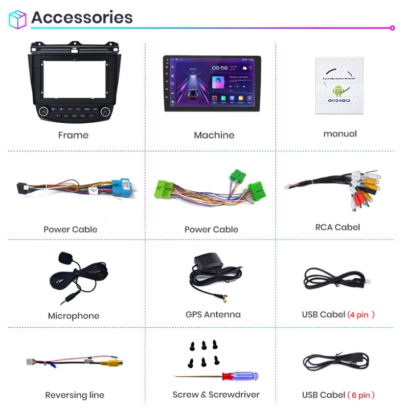 For Honda Accord 7 2003-2007 Android 13 Car Stereo CarPlay