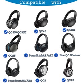 YunYiYi Protein Leather Earpads Compatible with Bose QuietComfort 35 QC35 QC35ii QC45 QC25 QC15/SoundLink SoundTrue Around Ear AE2 AE2i AE2W Headphones Replacement Cushions Padding (Dark Blue)