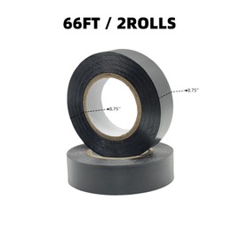 Kenhihi 2 Rolls Black Electrical Tape Vinyl - 3/4 Inch 66 Feet Professional Insulating PVC Electric Tape Flame Retardant Waterproof for All Weather Under 600V Home Outdoor Indoor Wire Insulation Use