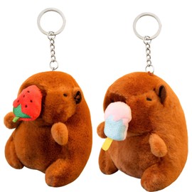 ExcellaElite 2 PCS Capybara Keyring Capybara Plush Toy Key Chain Cute Key Ring Accessory Bag Charm Gift Pendant Toy Handbag Keychain Accessories Birthday Gifts for Friends for Women Men Boys Girls