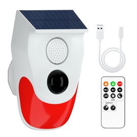 Yasorn RF Solar Infrared Alarm, Motion Sensor Alarm with Remote Control, 120DB High Decibel Alarm, Infrared Detection Range 6 Metres/110°, IP67 Waterproof, Ultra Security Alarm System