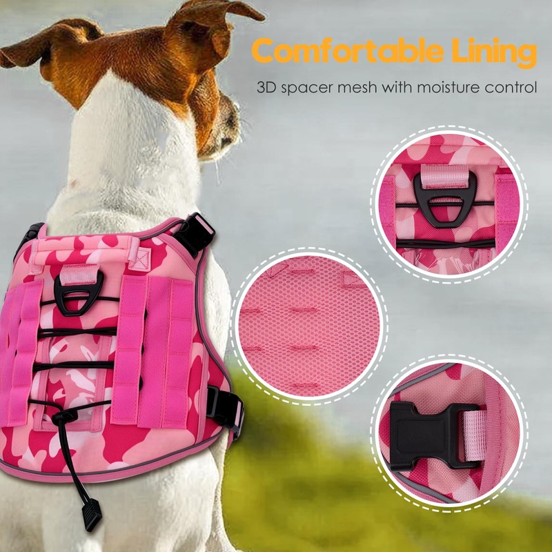 Heavy-Duty Tactical Dog Harness for Large Dogs, No Pull Adjustable