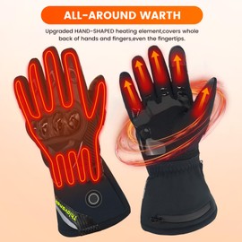 Rechargeable Heated Motorcycle Gloves for Men Women Waterproof Winter Motorcycle Glove Windproof Motorcycle Riding Gloves Winter Thermal Glove Electric Heating Glove for Motorcycle Skiing Snowboarding