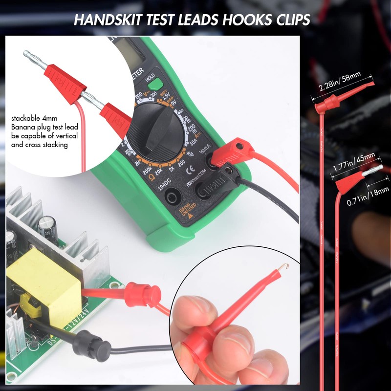 Electrical Multimeter Test Lead Kit with Alligator Clips Test Hook