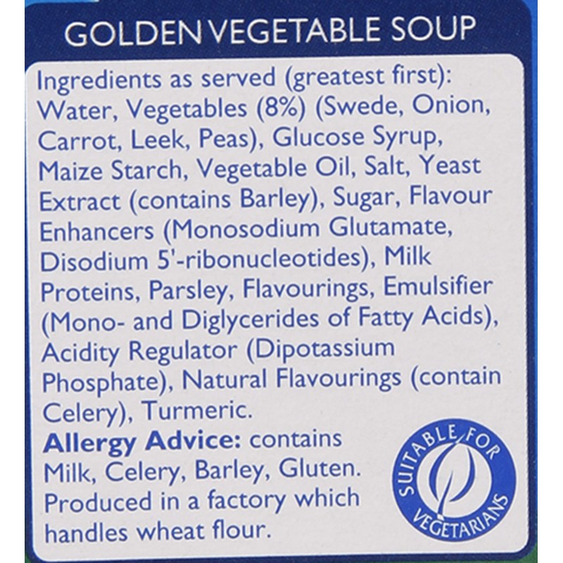 Batchelors Cup A Soup Golden Vegetable 4S 82G