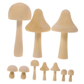 Beatifufu Wooden Mushroom Garden Decor 12pcs Mini Mushrooms for Craft Statues and Yard Adornment