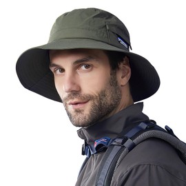 TAGVO Quick Dry Bucket Sun Hat, Unisex Wide Brim UPF 50+ Summer Sun Hats Safari Hat Foldable Fishing Hat for Outdoor Activities Army Green