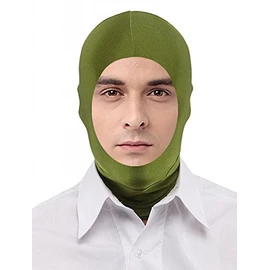 Seeksmile Unisex Lycra Spandex Full Cover Zentai Hood Mask (Adult Size, Olive Open-Face)