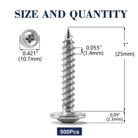 #8 x 1" Wood Screw 500Pcs 410 Stainless Steel Standard Thread Truss Head Fast Self Tapping by SG TZH