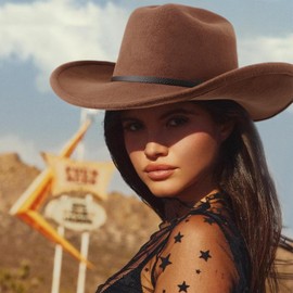 DRESHOW Cowboy Hat for Women and Men Classic Felt Western Hat for Cowboys Cowgirls Wide Brim Belt Buckle Retro Fedora Hats Unisex Caps