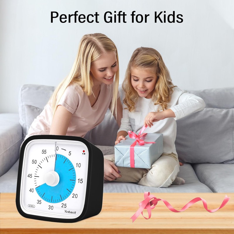 Yunbaoit Upgraded Black Visual Timer with Protective Case, Silent 60