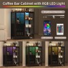 Redlife Coffee Bar Cabinet Kitchen Sideboard Buffet w/LED Lights &Power