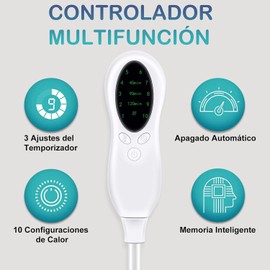 Almohadilla Térmica, Cobijas Eléctricas para Alivio de Dolores de Espalda, Hombros y Cuello, 10 Niveles de Calor y 3 Ajustes de Temporizador con Apagado Automático, Calentamiento Rápido
