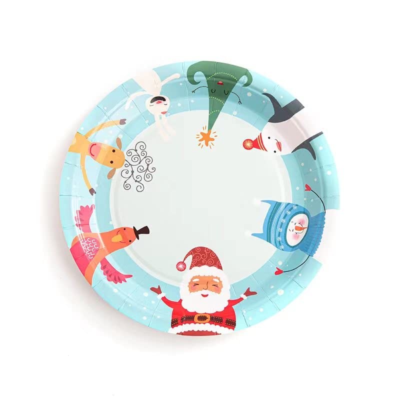 50pcs Disposable Christmas Party Paper Plates in 5 Assorted Designs