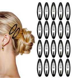 20 Pieces Hair Clips for Thick Hair 2.8 Inch Oval Shape Black XL Hair Clips for Women Metal Snap Non-Slip Hair Grips Hair Accessories (Black Oval)