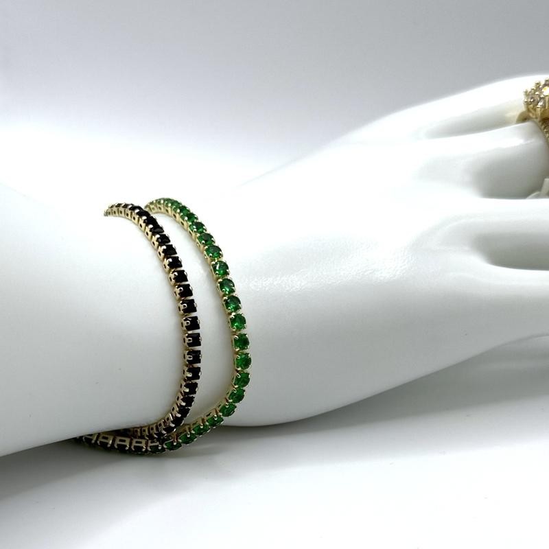 Tennis Bracelet for Woman - Green and Black Bead Design