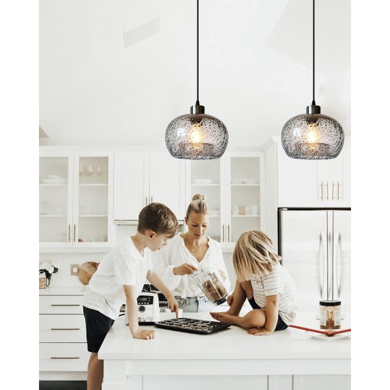 CASAMOTION Pendant Lighting Handblown Glass Drop Ceiling Lights, Modern Rustic