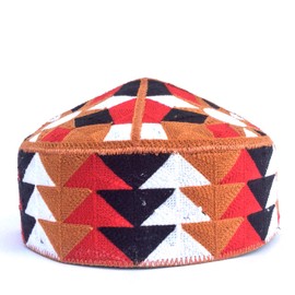 Kufi Men's Unisex Skull Cap Colorful Women's Design Solid Hat with Hand Embroidered Kufi Caps Knitted Beanie Summer Headwear (Copper, 61)