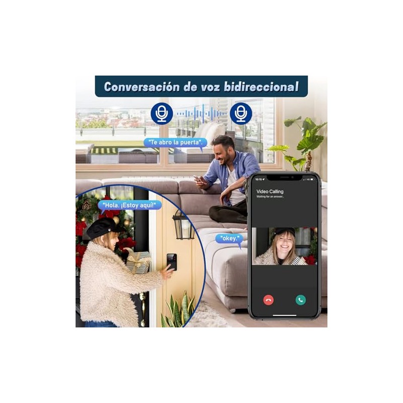 Yakiter Video Timbre Inteligente, Mbre Inalambrico Exterior con Camara,Timbre Inteligente