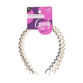 Goody Ouchless Zig-Zag - Diademas para mujer, 3 unidades, tonos cálidos, sujeción sin daños, diademas cómodas para mujeres y hombres, accesorios para 