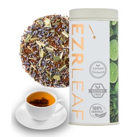 EZR Leaf Lemon Verbena Herbal Tea – Caffeine-Free Relaxing Blend with Lavender, Rooibos & Lemongrass, Soothing BedtimeTea Canister 1.76 Ounce