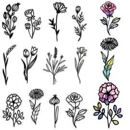 CRASPIRE Flower Clear Stamps for Card Making Wildflower Rubber Stamp Spring Scenery Reusable Transparent Stamp Seal Crafting DIY Scrapbooking Photo Album Decorations Art Flowers Background Summer
