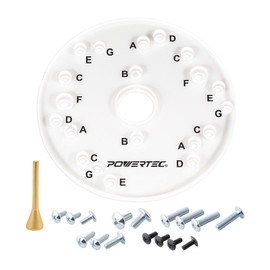 POWERTEC Router Base Plate Clear Acrylic 6-1/2" & 5/16" Thick w/Centering Pin, Screws & Letter Marked Predrilled Holes - Fits Bosch, Dewalt, Ryobi, Porter Cable, Makita, Craftsman & More (71369)