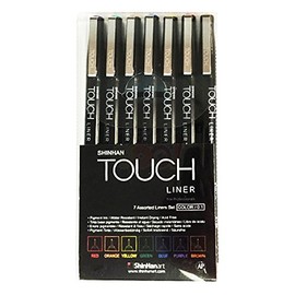 Shinhan Touch Liner Pen Set of 7-0.1 mm Assorted Color