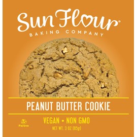 Sun Flour Baking Company Peanut Butter Cookie, Vegan, Non GMO, 3 oz (3oz, Peanut Butter) 12 Pack