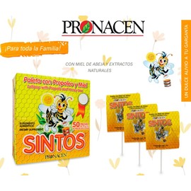 SINTOS Paletas Exhibidor 50 piezas con miel y extractos naturales