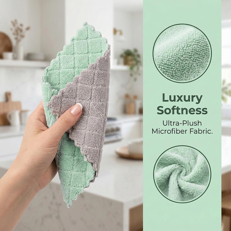 Absorbent Microfiber Streak-Free Lint-Free Kitchen Dish Towels