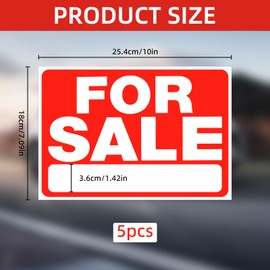 5PCS For Sale Sign 10" x 7" Sale Sign for Car Auto Sales, For Sale Signs Car for Vehicles, Garages, Boats, Large Space to Hand Write Indoor & Outdoor Advertising Signage