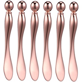 iplusmile 6 Pcs Rose Gold Metal Eye Cream Applicator Tool Set Facial Massaging Roller for Eye Cream Spatula Makeup Spoon for Sensitive Skin and Daily Use
