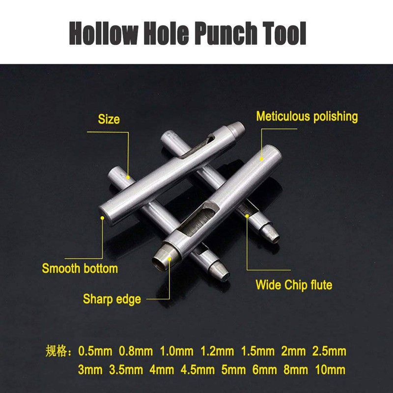 DIY SENRISE 5PCS Leather Punch Tool, 3.5MM Round Hollow Hole