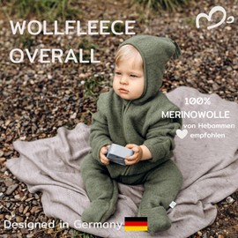 MIRARI Kids ® Fleece Baby Jumpsuit Made of 100% Merino Wool with Zip, Pink/Zipper